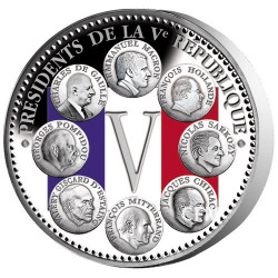 Pièce Présidents Argent BE colorisé - 8 Présidents de la Vème République
