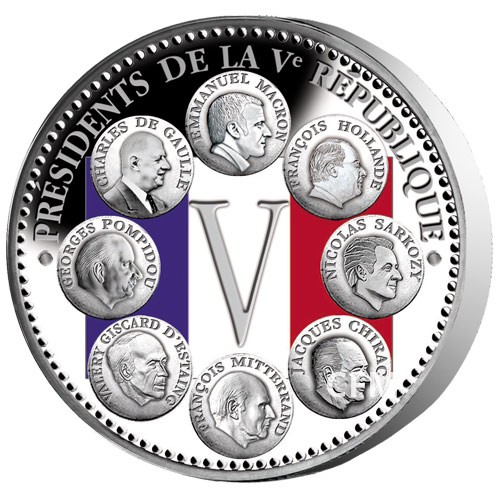 Pièce Présidents Argent BE colorisé - 8 Présidents de la Vème République Pièce Présidents Argent BE colorisé - 8 Présidents de la Vème République
