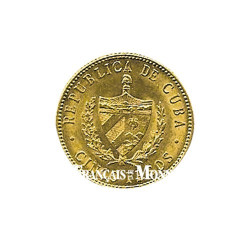 5 Pesos Or Cuba 1915-1916