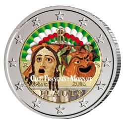 2 Euro Italie 2016 colorisée - 200 ans  de la mort de Plaute