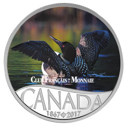 10 Dollars Argent Canada BE 2017 colorisée - 150 ans du Canada : le Huard