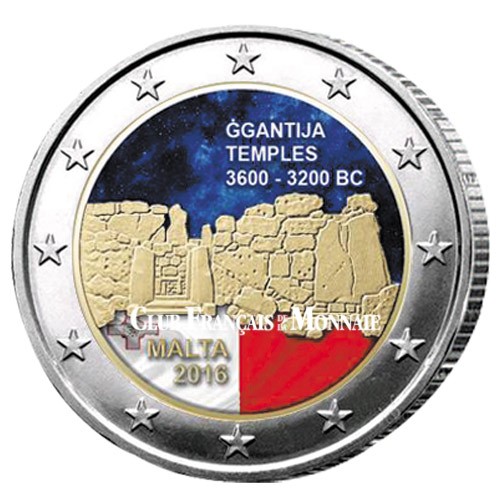 2 Euro Malte 2016 colorisée - Ggantija