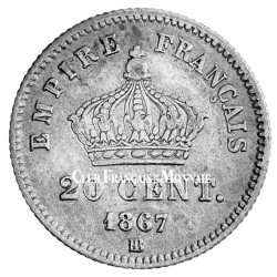 20 centimes Argent Napoléon III Tête Laurée
