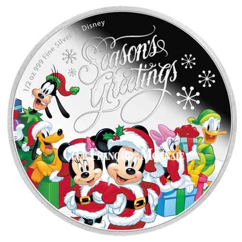 1 Dollar Argent Be 16 Colorisee Joyeux Noel Mickey