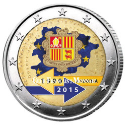 2 Euro Andorre 2015 colorisée - 25 ans de l’union douanière
