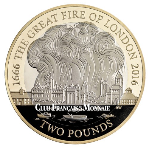 2 Livres Argent Royaume-Uni BE 2016 - 350 ans du grand incendie de Londres