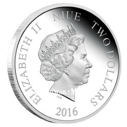 2 Dollars Argent BE 2016 colorisée - Grizzly
