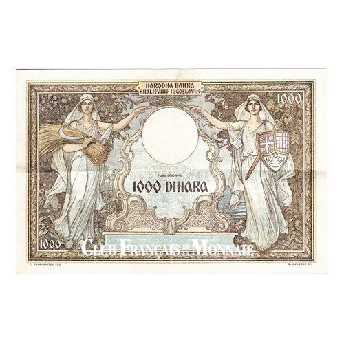 Billet de 1000 Dinara Yougoslavie 1931 - Reine Marie