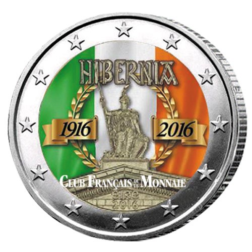 2 Euro Irlande 2016 colorisée - 100 ans de la proclamation  de la République d’Irlande