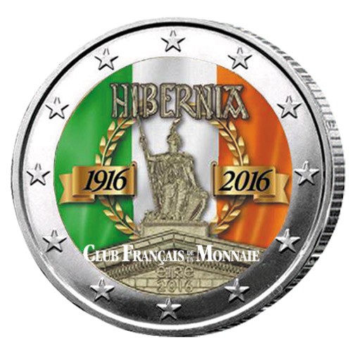 2 Euro Irlande 2016 colorisée - 100 ans de la proclamation de la République d’Irlande 2 Euro Irlande 2016 colorisée - 100 ans de la proclamation de la République d’Irlande