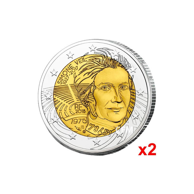 2 X 2 Euro France 18 Simone Veil 2 X 2 Euro France 18 Simone Veil