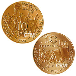 Lot des 2 x 10 Francs : 10 Francs Gambetta 1982 - Centenaire de sa mort et 10 Francs Victor Hugo 1985 - Centenaire de sa mort