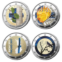 Lot des 4 x 2 Euro Finlande 2016/2017 colorisées