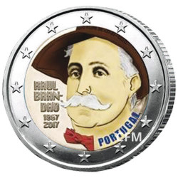 2 Euro Portugal 2017 colorisée - 150 ans de la naissance  Raul Germano Brandão