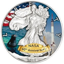 1 Dollar Argent USA BU 2018 colorisée - Projet Mercury