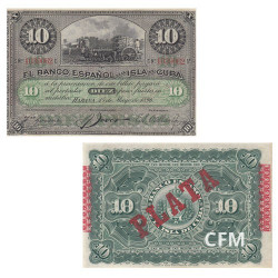 Billet de 10 Pesos Cuba 1896 - Canne à Sucre