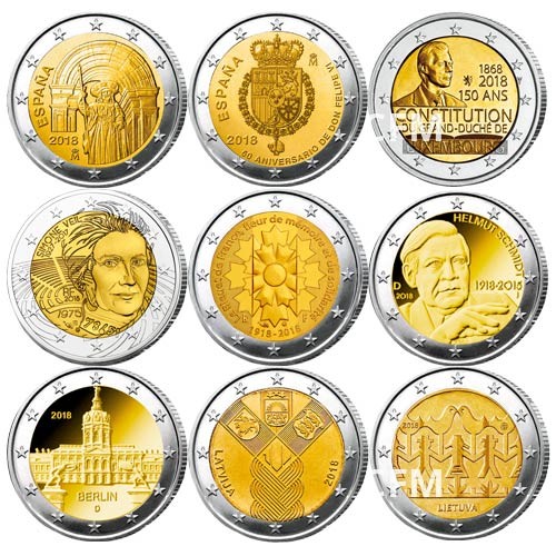 Lot des 18 x 2 Euro 2018 Lot des 18 x 2 Euro 2018