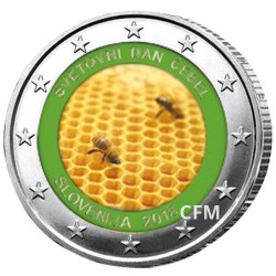 2 Euro Slovénie 2018 colorisée - Journée mondiale des abeilles