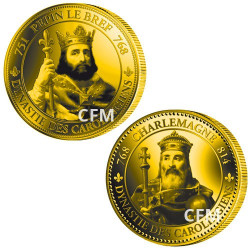 Lot des  2 pièces commémoratives : Pépin le Bref et Charlemagne