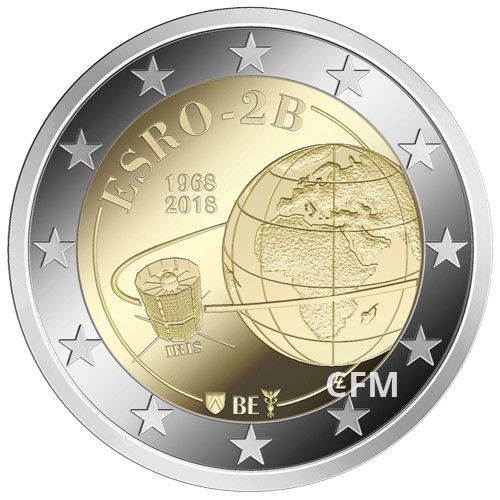 2 Euro Belgique BU 2018 - 50 ans du satellite ESRO-2B