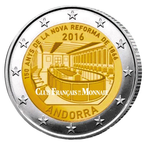 2 Euro Andorre BU 2016 - 150 ans de la nouvelle réforme de 1866 2 Euro Andorre BU 2016 - 150 ans de la nouvelle réforme de 1866