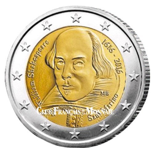 2 Euro Saint Marin BU 2016 - 400ème anniversaire de la mort de W. Shakespeare