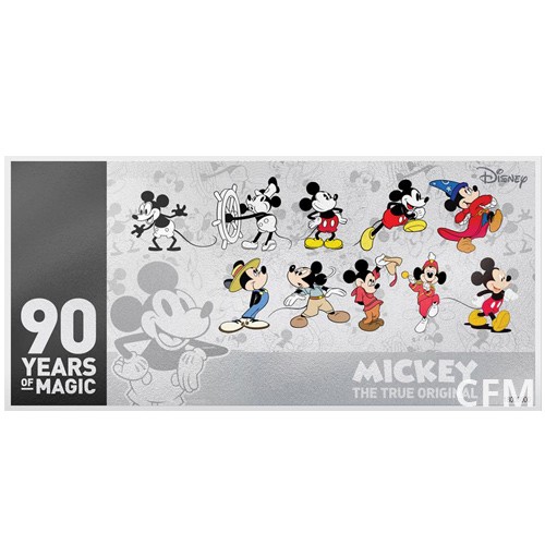Billet 1 Dollar Argent colorisé 2018 - 90 ans Mickey™