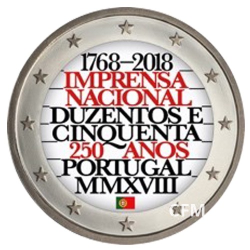 2 Euro Portugal 2018 colorisée - 250 ans de l’imprimerie nationale