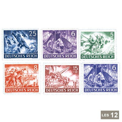 12 timbres IIIème Reich 1943