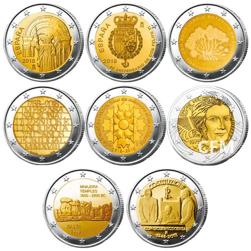 Lot des 23 x 2 Euro commémoratives 2018