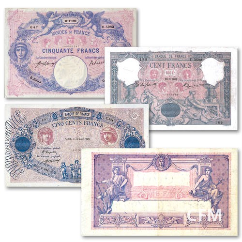 Lot des 4 billets “Bleu et Rose”