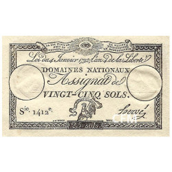 Assignat de 25 sols Monnaie fiduciaire : 1789-1797