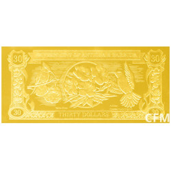 Billet 30 Dollars Or Antigua-et-Barbuda - Colibris