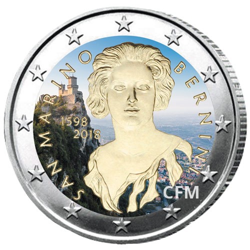 2 Euro Saint-Marin 2018 colorisée - 420 ans de G.L. Bernini