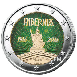 2 Euro Irlande 2016 colorisée - 100 ans de la République d’Irlande
