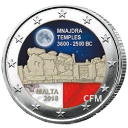 2 Euro Malte 2018 colorisée - Temples de Mnjadra