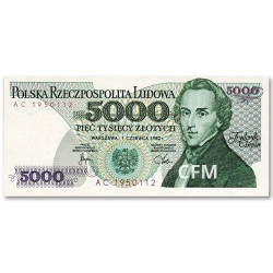 5 000 Zlotych Pologne 1988 - Frédéric Chopin