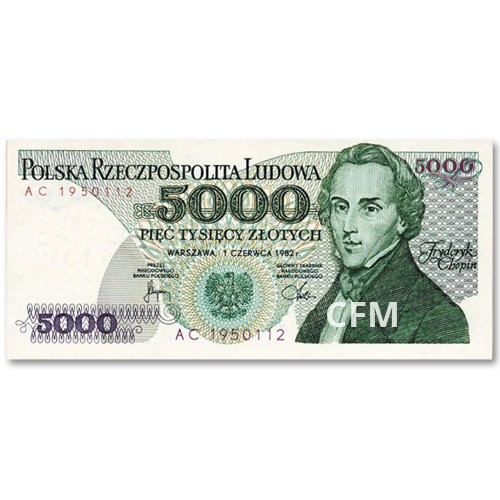 5 000 Zlotych Pologne 1988 - Frédéric Chopin