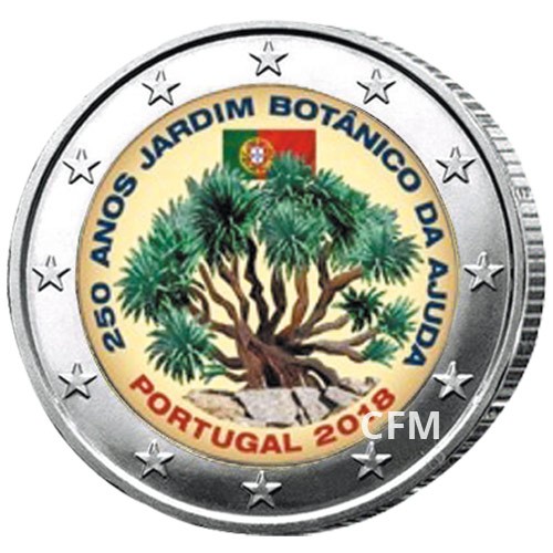 2 Euro Portugal 2018 colorisée - Jardins botaniques d’Ajuda 2 Euro Portugal 2018 colorisée - Jardins botaniques d’Ajuda