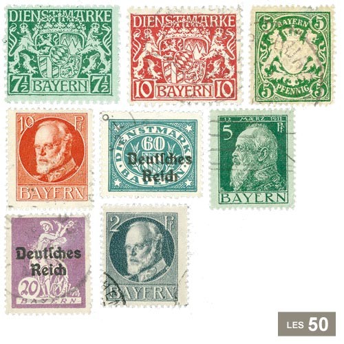 50 timbres Bavière 1870-1920