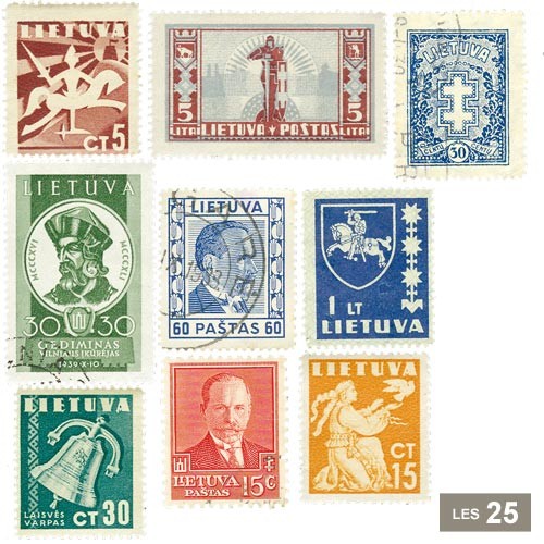 25 timbres Lituanie avant 1940