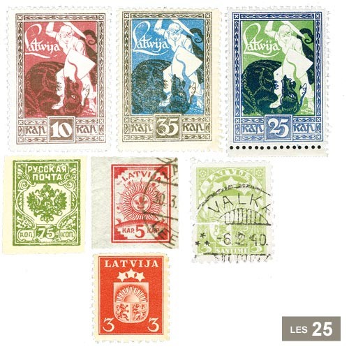 25 timbres Lettonie avant 1940