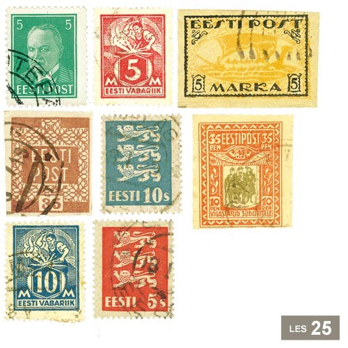25 timbres Estonie avant 1941