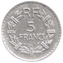 Lot de 4 x 5 Francs Lavrillier