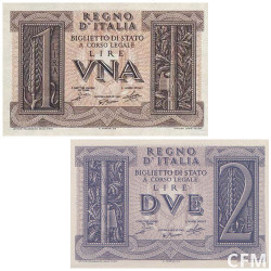 Lot de 2 Billets Italie 1939
