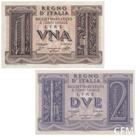 Lot de 2 Billets Italie 1939