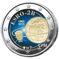 2 Euro Belgique 2018 colorisée - 50 ans du satellite ESRO-2B