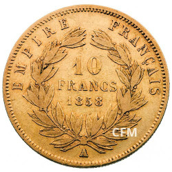 10 Francs Or - Napoléon III Grand module Tête nue - 2nd Empire