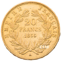 20 Francs Or – Napoléon III - Tête nue 1855A