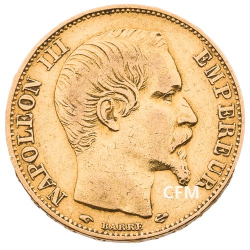 20 Francs Or – Napoléon III - Tête nue 1856A